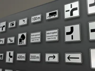 Additional Traffic Signs -1 Low-poly 3D model