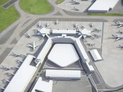 Cologne - Bonn Airport - CGN Low-poly 3D model