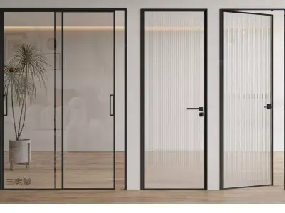 Bathroom-door  toilet-door glass 3D model