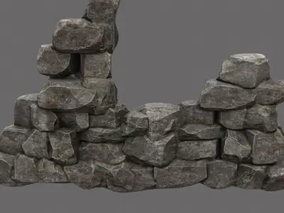 wall set arch made of rocks Low-poly 3D model