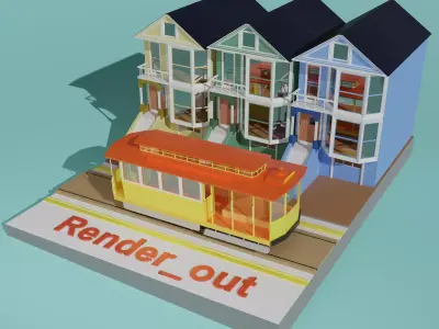 Low-poly illustration of SanFrancosco  Low-poly 3D model