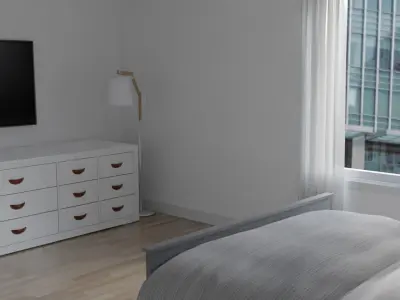 BEDROOM 1 dresser with plant and tv 3D model