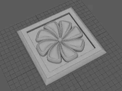 rosette flower on plate 3D model