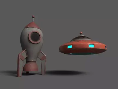 SpaceShips Low-poly 3D model