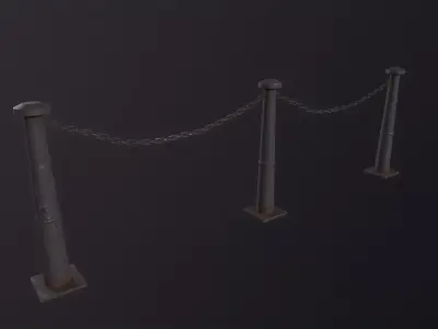 Iron Chain Barrier 3D Model  Low-poly 3D model