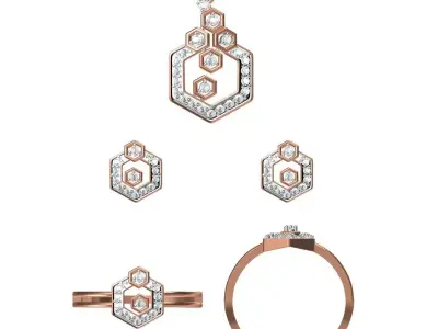 Light wt Ring Earrings Pendant set stl jcd 1-render details 3D print model 59