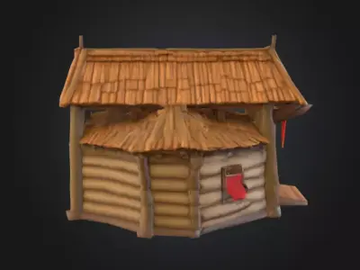 LowPoly Medieval Town Hall Low-poly 3D model