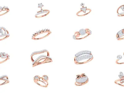 100 Light Wt Minimalist Diamond Ring 3D Model Pack