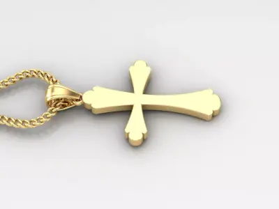 Light Gold 18K Cross Pendant 1CP047 3D print model