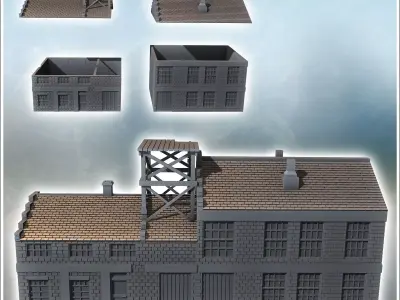 Large two-storey building with wooden roof structure 21 - Modern 3D print model