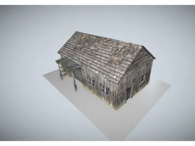 wooden house Low-poly 3D model