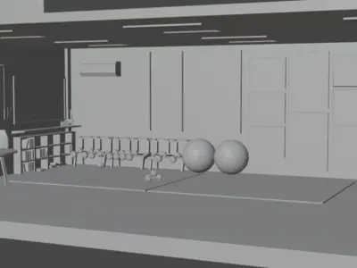 Family Gym Scene Low-poly 3D model