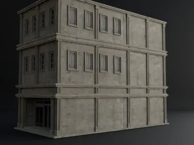 OLD RETRO CLASSICAL BUILDING 1 Low-poly 3D model