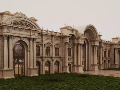 Luxurious classical palaces  mansions opera houses Low-poly 3D model