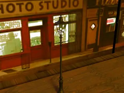 Classic street Outdoor landscape light Lamp Lantern Low-poly 3D model