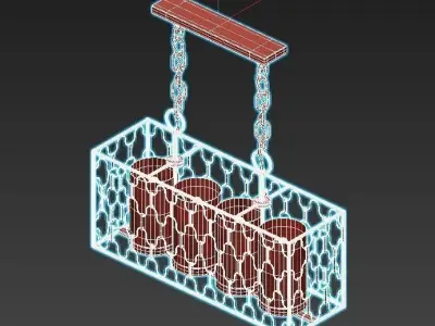 dunkan-2021-04-sp-5 four light chandelier with caged glass sh... 3D model