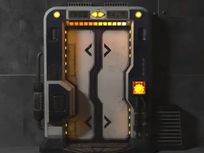 Sci-Fi Door v3 Low-poly 3D model