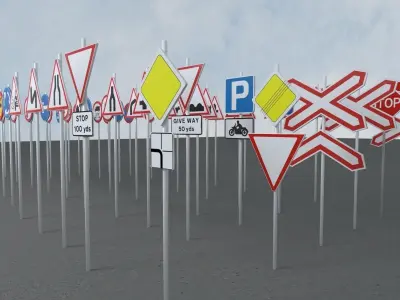 road traffic sings pack 3D model