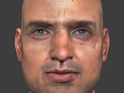 Male head PBR Realistic low poly Low-poly 3D model Low-poly 3D model