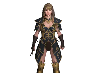 AAA 3D FANTASY FEMALE WARIOR KNIGHT-REALISTIC RIG GAME CHARACTER