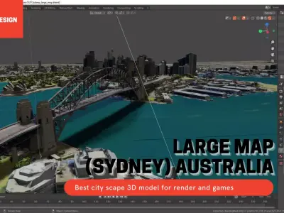 Sydney Large map with Texture Low-poly 3D model