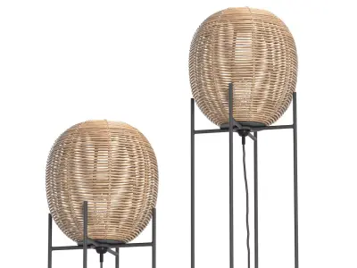 Bamboo Wicker bulb Sari floor table lamp 3D model