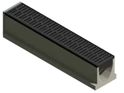 Concrete Linear Trench Drain System V150 1000mm Channel with Slo 3D model