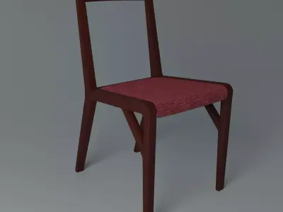 Chair wooden with fabric Low-poly 3D model