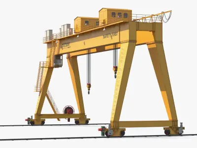  DGCRANE Double Girder Gantry Crane with Rails Yellow 