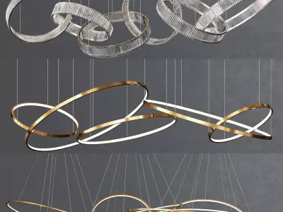   Collection of ring chandelier 3D model