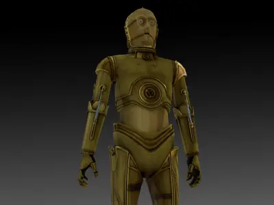 C3PO 3D Model  Humanoid AI Star Wars Low-poly 3D model