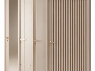 Modern wood doors with gold elements 3D model