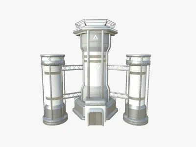 SciFi Facility A02 White Gray - Sci Fi Exterior Design Low-poly 3D model
