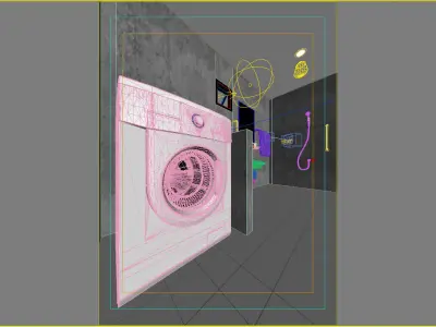 bathroom 6 with washing machine and sink 3D model