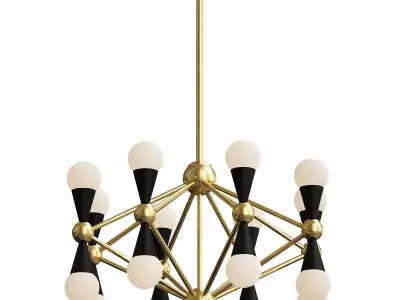 Lampara brass chandelier with glass balls 3D model