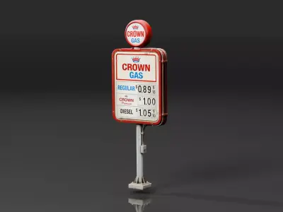 Vintage Gas Station Price Sign Low-poly 3D model