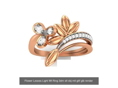 10 Flower Leaves Light Wt Ring 3dm stl obj mtl gltf glb render 3D Model Pack