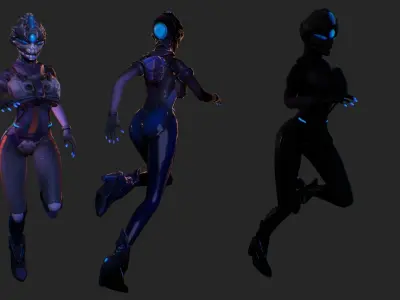 ScoreLetha Sci-fi girl Low-poly 3D model gameready animated Low-poly 3D model