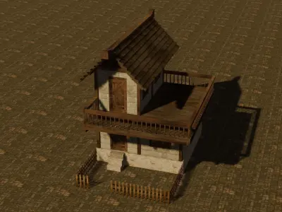 Medieval house seven 20 Low-poly 3D model