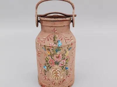 Decorative milk can - photoscan Low-poly 3D model