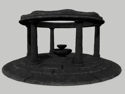 Altar Set fire pit with flames Low-poly 3D model