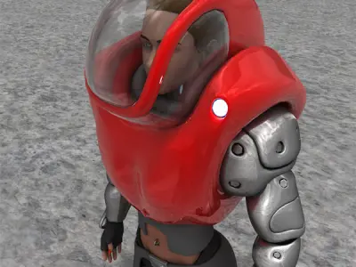 Futuristic Armored Biker Girl 3D model