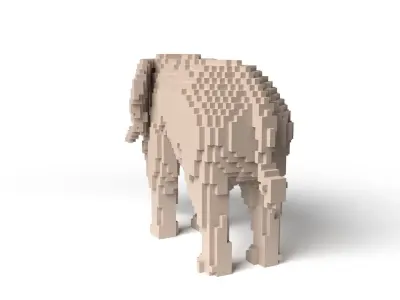 Elephant Minecraft Voxel Low-poly 3D model