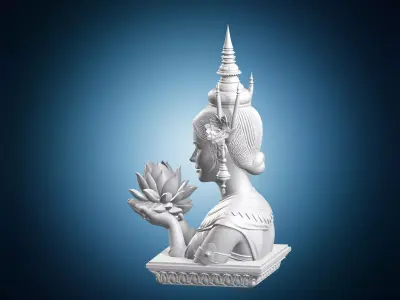 Thai Woman Holding Lotus Flower Bust 3D print model