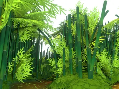 Bamboo Forest - Hand Painted Low-poly 3D model