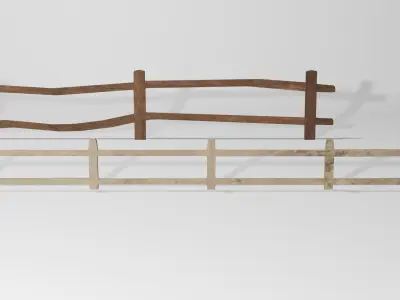 Wooden - painted fences Low-poly 3D model