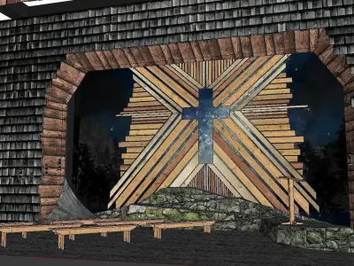 Architecture-Religion-God-Culture-Temple-0283 stage with fire... 3D model