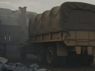  Retro Utility Army Vehicle with Canvas Cover Sand Rigged 