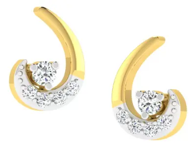 Gold Diamond Women Earring 3D print Model 3D print model 47