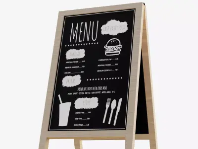 Cafe Bar Menu Stand Low-poly 3D model